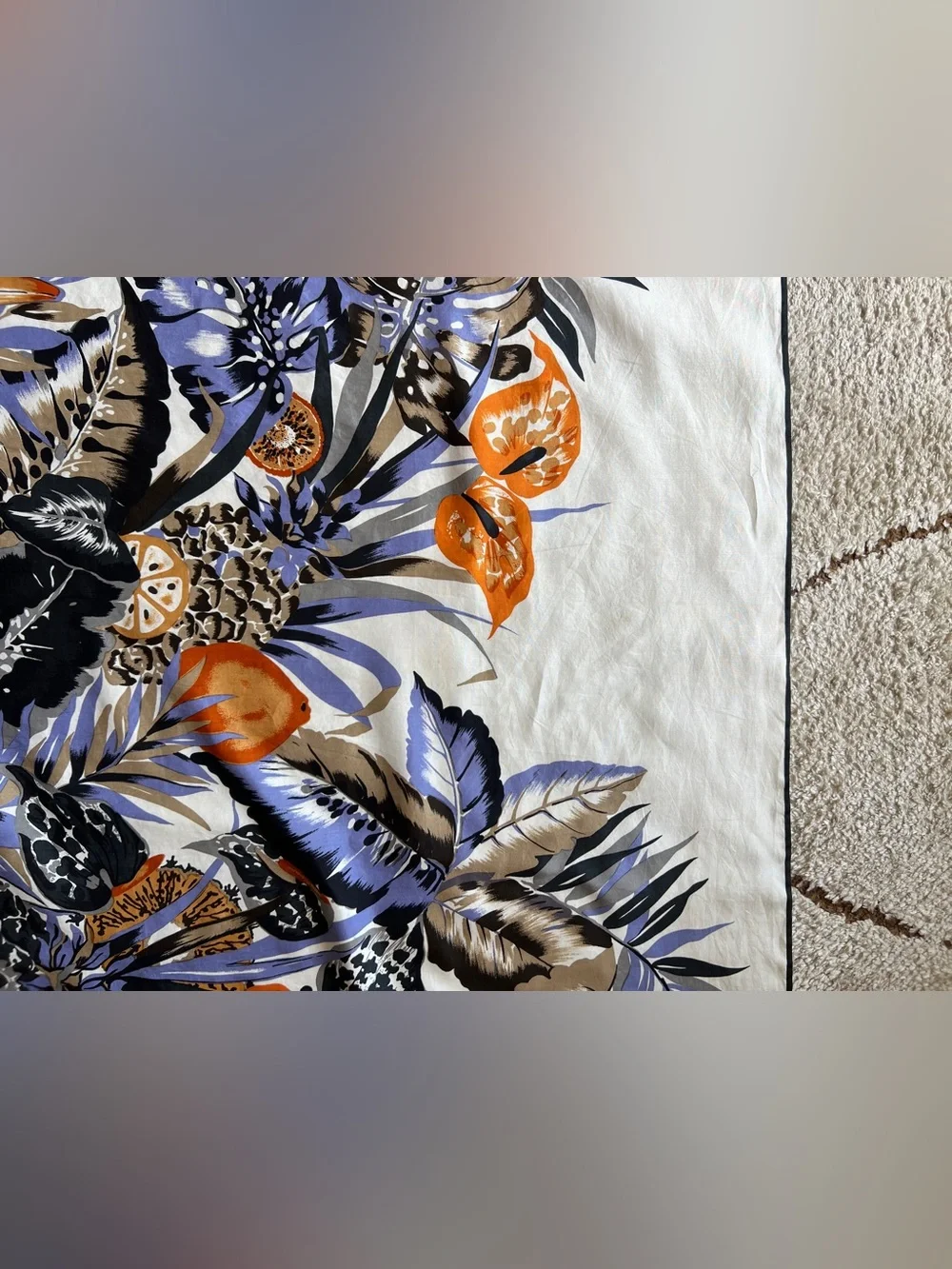Vtg Jim Thompson Silk Scarf Tropical Botanical Palm Monstera Leaves Fruits 31x32